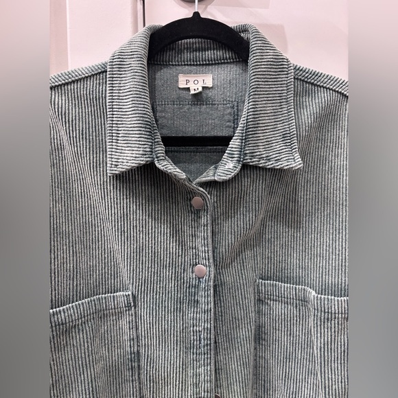 Stylish Fall Sage Green Corduroy Button-Up Jacket/Shaket/Flannel - Picture 9 of 16